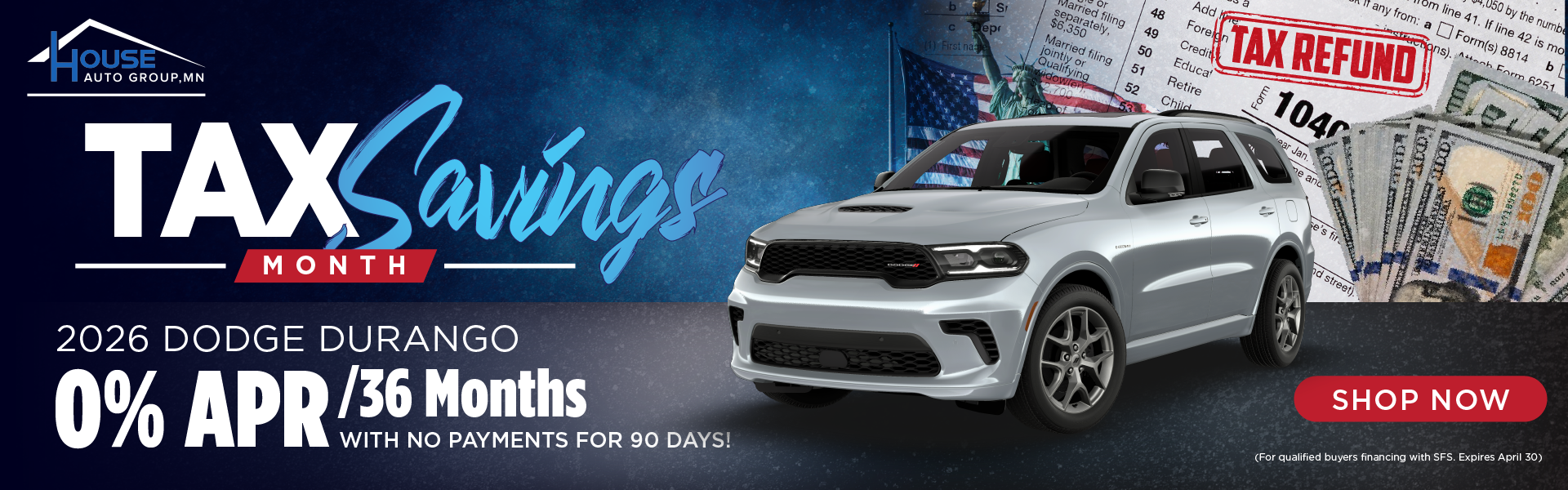 2026 Dodge Durango 0% APR / 36 Months with NO PAYMENTS For 90 Days!